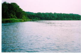 網走湖の呼人半島附近の風景