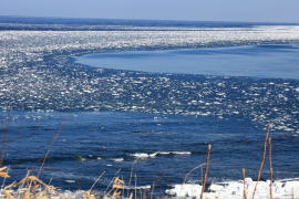 能取岬沖を流れる流氷